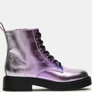 Steve Madden Nolita Metallic Silver Purple Combat Boots